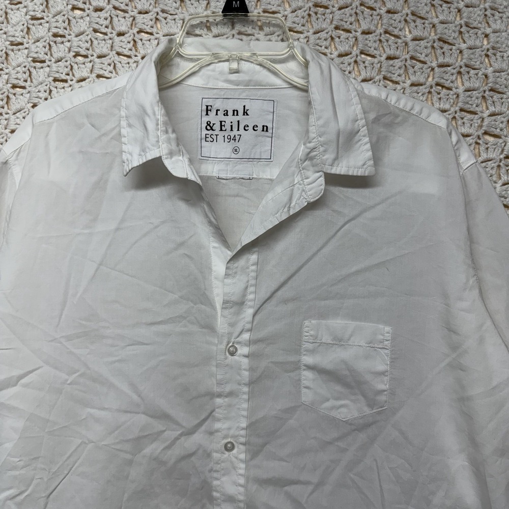 Frank & Eileen Joedy Super Luxe Shirt Women XL White Buttonup V Neck Long Sleeve - Picture 2 of 8
